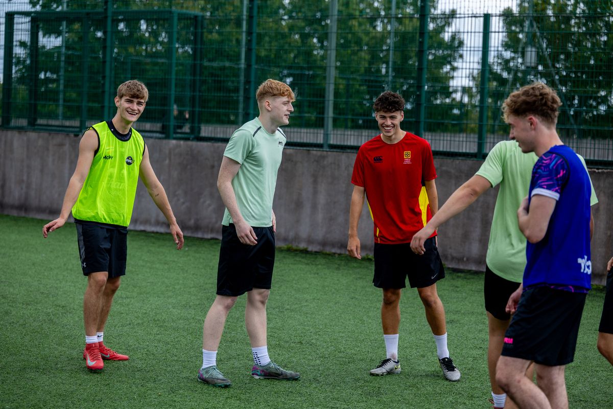 Players laughing together between games